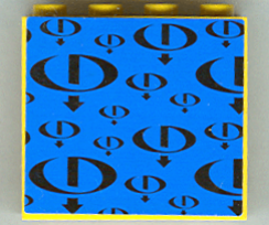 4215bpb055 - Panel 1 x 4 x 3 - Hollow Studs with Black Gravity Games Logo Repeating on Blue Background Pattern (Sticker) - Set 3538