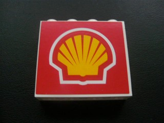 4215bpb23 - Panel 1 x 4 x 3 - Hollow Studs with Shell Logo Pattern (Sticker) - Set 8672