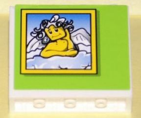4215bpb54 - Panel 1 x 4 x 3 - Hollow Studs with Angel Picture on Green Background Pattern (Sticker) - Set 8160