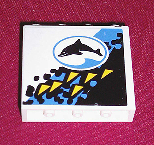 4215pb021 - Panel 1 x 4 x 3 with Oval and Dolphin Facing Left Pattern (Sticker) - Set 6556