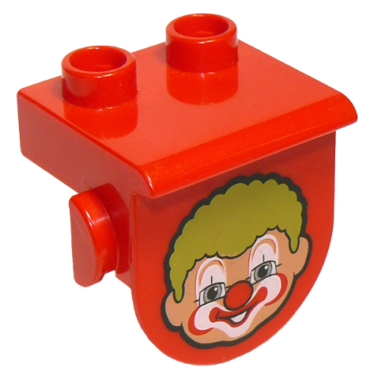 42236pb03 - Duplo, Plate 1 x 2 with Overhang with Clown Face Pattern