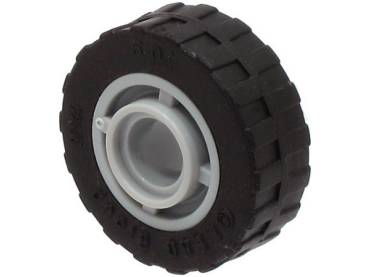 42610c03 - Wheel 11mm D. x 8mm with Center Groove with Black Tire 17.5mm D. x 6mm with Shallow Staggered Treads - Band Around Center of Tread (42610 / 92409)