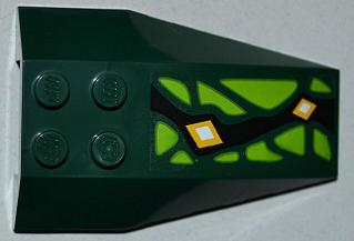 43712pb035R - Wedge 6 x 4 Triple Curved with Lime Scales and 2 Yellow Diamonds Pattern Model Right Side (Sticker) - Set 9450