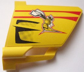 44352pb18 - Technic, Panel Fairing #22 Large Short, Small Hole, Side A with Bee and Red and Black Lines Pattern (Sticker) - Set 8166