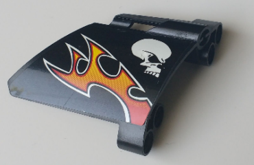 44352pb23 - Technic, Panel Fairing #22 Large Short, Small Hole, Side A with Skull and Orange Flames Pattern (Sticker) - Set 8167