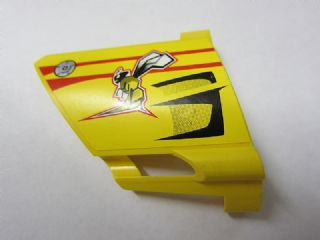44353pb18 - Technic, Panel Fairing #23 Large Short, Small Hole, Side B with Bee and Red and Black Lines Pattern (Sticker) - Set 8166