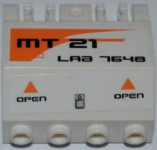 44572pb007L - Panel 2 x 4 x 3 1/3 with Double Locking 2 Fingers Hinge with 'MT21', 'LAB 7648', Orange Triangles and 'OPEN' Pattern Model Left Side (Stickers) - Set 7648
