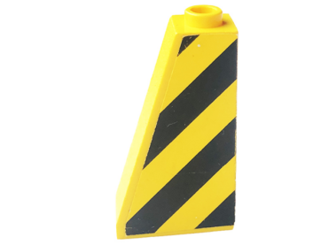 4460pb009L - Slope 75 2 x 1 x 3 with Black and Yellow Danger Stripes Pattern Model Left Side (Sticker) - Sets 8431 / 8438 / 8460