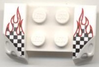 44674pb04 - Vehicle, Mudguard 2 x 4 with Headlights Overhang with Checkered Flame Pattern on Both Sides (Stickers) - Set 8121