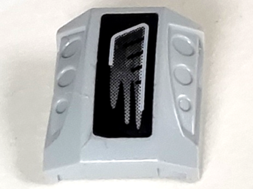 44675pb003L - Slope, Curved 2 x 2 with Debossed Side Ports with Gray Air Vent on Black Background Pattern Model Left (Sticker) - Set 5970