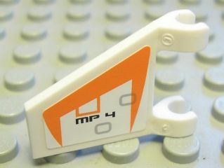 44676pb009L - Flag 2 x 2 Trapezoid with Black 'MP 4' on Orange and White Background Pattern Model Left Side (Sticker) - Set 7646