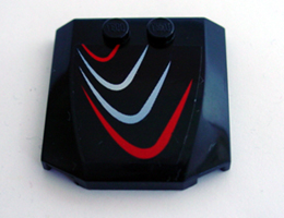 45677pb017L - Wedge 4 x 4 x 2/3 Triple Curved with Red and Bluish Silver Curves Pattern Model Left (Sticker) - Set 8669