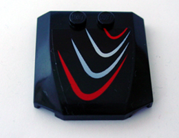 45677pb017R - Wedge 4 x 4 x 2/3 Triple Curved with Red and Bluish Silver Curves Pattern Model Right (Sticker) - Set 8669