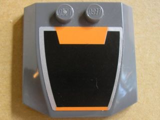 45677pb034 - Wedge 4 x 4 x 2/3 Triple Curved with Silver Border and Black and Orange Pattern (Sticker) - Set 8154