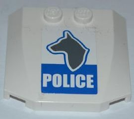45677pb051 - Wedge 4 x 4 x 2/3 Triple Curved with Dog Head and White 'POLICE' on Blue Background Pattern (Sticker) - Set 7285