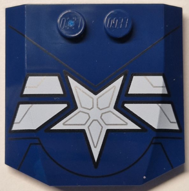 45677pb168 - Wedge 4 x 4 x 2/3 Triple Curved with White Star and Stripes, Silver Lines and Black Armor Plate Outlines Pattern