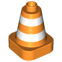 47408px1 - Duplo Cone 2 x 2 x 2 Square Base with White Stripes Pattern