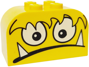 4744pb10 - Slope, Curved 4 x 2 x 2 Double with 4 Studs with Monster Face Scared w/ Teeth Pattern