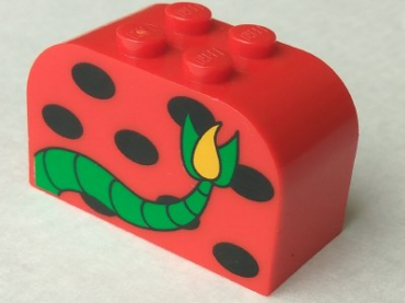 4744px24 - Slope, Curved 4 x 2 x 2 Double with 4 Studs with Monster Spots and Tail Pattern