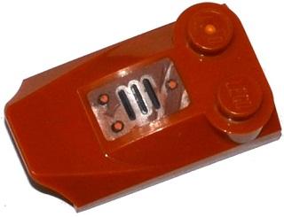 47456pb007R - Slope, Curved 3 x 2 x 2/3 with 2 Studs, Wing End with Rust, Grille and Rivets Pattern Model Right Side (Sticker) - Set 70143