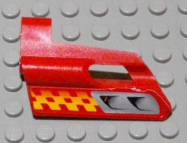 47712pb04 - Technic, Panel Fairing #24 Small Short, Small Hole, Side B with Air Vents and Orange Checkered Racing Pattern (Sticker) - Set 8650