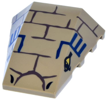 47753pb021 - Wedge 4 x 4 Triple Curved No Studs with Bricks, Blue Lines and 2 Eyes Pattern (Cobra Head)