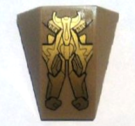 47753pb037 - Wedge 4 x 4 Triple Curved No Studs with Gold Armor Plates Pattern (Sticker) - Set 6869