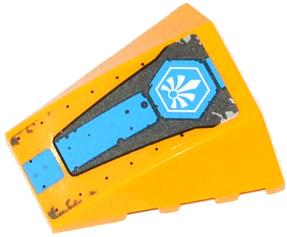 47753pb049 - Wedge 4 x 4 Triple Curved No Studs with White Chima Logo in Hexagon and Dark Azure Stripe Pattern (Sticker) - Set 70129