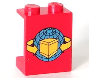 4864apx13 - Panel 1 x 2 x 2 - Solid Studs with Blue Globe and Yellow Box and Curved Arrows Pattern