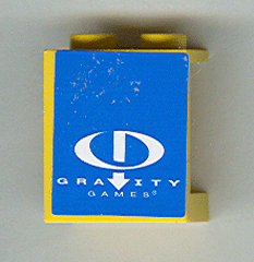 4864bpb015 - Panel 1 x 2 x 2 - Hollow Studs with White Gravity Games Logo on Blue Background Pattern (Sticker) - Set 3538