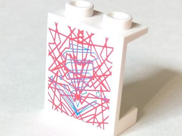 4864bpb018 - Panel 1 x 2 x 2 - Hollow Studs with Red Lines over Blue Drill Tip Pattern (Sticker) - Set 4744