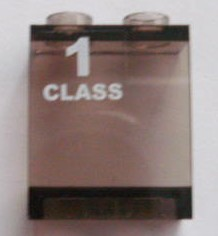 4864bpb035L - Panel 1 x 2 x 2 - Hollow Studs with White '1 CLASS' Left Pattern (Sticker) - Set 7897