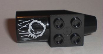 4868bpb002 - Engine, Smooth Large, 2 x 2 Thin Top Plate with Space Police 3 Alien Skull and White Lines Pattern (Sticker) - Set 5970