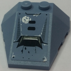 48933pb013L - Wedge 4 x 4 Triple with Stud Notches with Vent and Splatters and Smiley Face Pattern Model Left Side (Sticker) - Set 70131