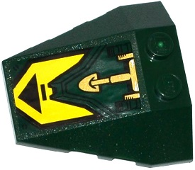 48933pb020 - Wedge 4 x 4 Triple with Stud Notches with Black Triangle on Yellow Background and Gold Hydraulic Cylinder Pattern (Sticker) - Set 70735