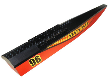 50821c01pb01R - Boat, Hull Unitary 48 x 6 x 5 (Catamaran Half) with Black Top with 'OCEAN' and '96' Pattern Model Right Side (Stickers) - Set 7244