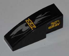 50950pb032L - Slope, Curved 3 x 1 with 'SUPER FAST' and 'eRAV' on Left Side and '55' and Silver Flames on Top Pattern (Sticker) - Set 8126