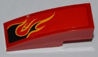 50950pb040L - Slope, Curved 3 x 1 with Black Flames with Orange Outline Pattern Model Left Side (Sticker) - Set 8227