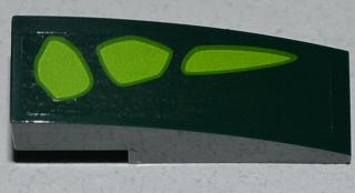 50950pb053L - Slope, Curved 3 x 1 with 3 Lime Scales Pattern Model Left Side (Sticker) - Set 9450