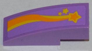 50950pb061R - Slope, Curved 3 x 1 with Orange and Yellow Shooting Star Pattern Model Right Side (Sticker) - Set 3183