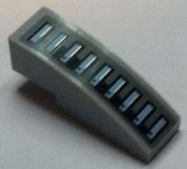 50950pb103L - Slope, Curved 3 x 1 with Black Triangular Line and Medium Blue Bars Pattern Model Left Side (Sticker) Set 7961