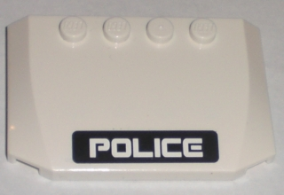 52031pb013 - Wedge 4 x 6 x 2/3 Triple Curved with White 'POLICE' on Black Stripe Pattern (Sticker) - Set 5971