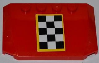 52031pb038 - Wedge 4 x 6 x 2/3 Triple Curved with Checkered Flag with Yellow Outline Pattern (Sticker) - Set 4643