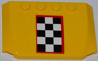 52031pb039 - Wedge 4 x 6 x 2/3 Triple Curved with Checkered Flag with Red Outline Pattern (Sticker) - Set 4643