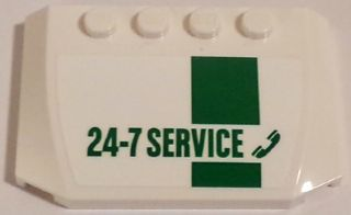 52031pb088 - Wedge 4 x 6 x 2/3 Triple Curved with Green '24-7 SERVICE' on White Background Pattern (Sticker) - Sets 60081 / 60097