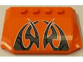 52031pb092 - Wedge 4 x 6 x 2/3 Triple Curved with Black and Silver Pattern (Sticker) - Set 8162