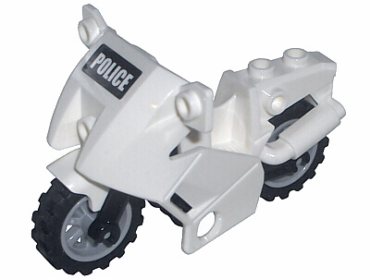 52035c01pb06 - Motorcycle City with Black Chassis, LBG Wheels and Fairing with 'POLICE' on Black Background Pattern (Sticker) - Sets 7235 / 7237