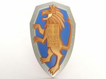 53347pb01 - Large Figure Shield, 2 x 4 Brick Relief, Lion with Blue-Violet and Silver Pattern