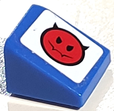 54200pb015L - Slope 30 1 x 1 x 2/3 with Red Devil Smiley Pattern Model Left (Sticker) - Set 8120