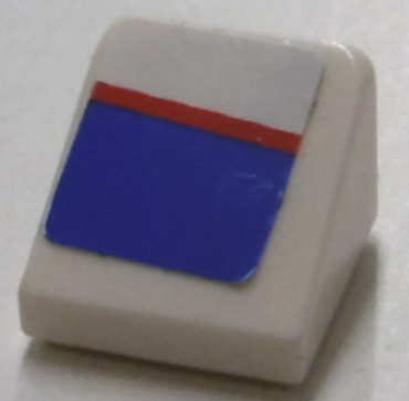 54200pb034L - Slope 30 1 x 1 x 2/3 with Red Line on Blue and White Pattern Model Left Side (Sticker) - Set 8125